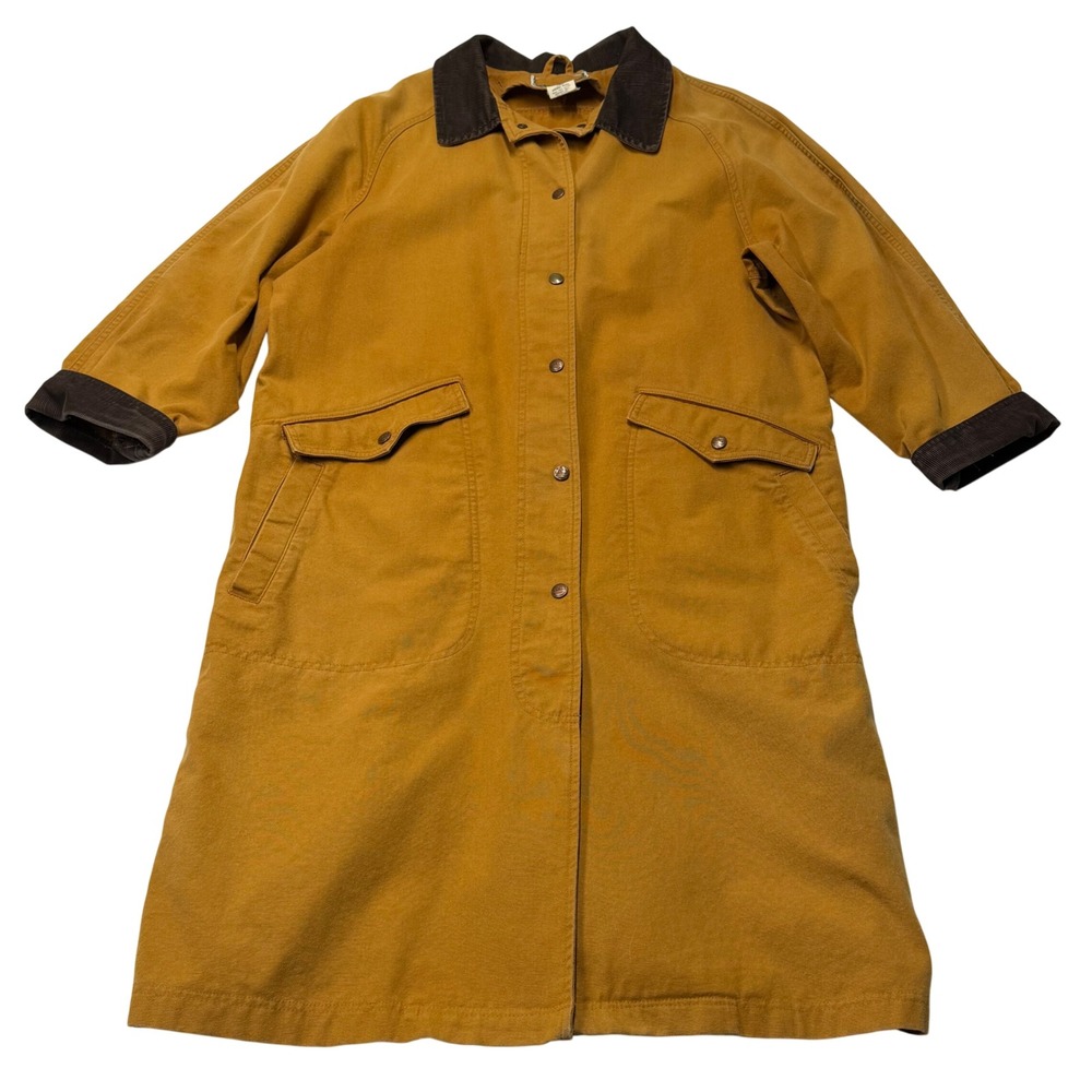 Vintage L.L.Bean Barn Field Coat Womens L Petite Mustard Cotton Corduroy Collar